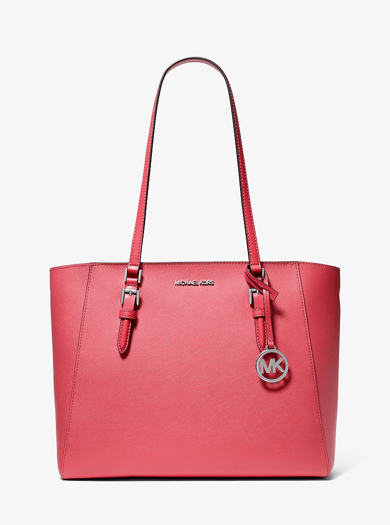 Charlotte Large Leather and Signature Logo 3-in-1 Tote Bag in HIBISCUS | Michael Kors
