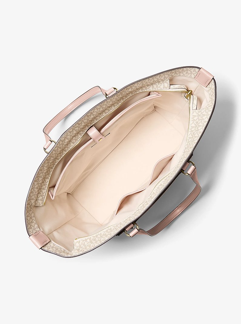 Shopper Jet Set Travel Extra-Large mit Signature-Logomuster in VANILLE/ZARTROSA | Michael Kors