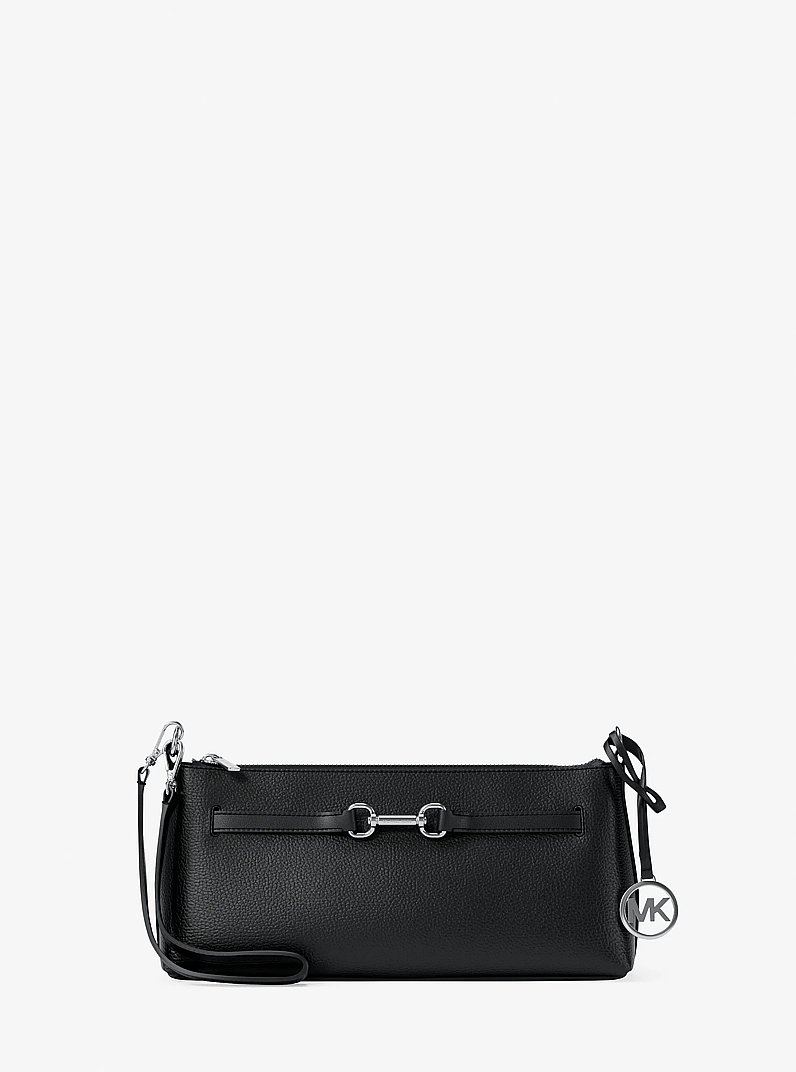 Carson Small Pebbled Leather Convertible Crossbody Bag in BLACK | Michael Kors