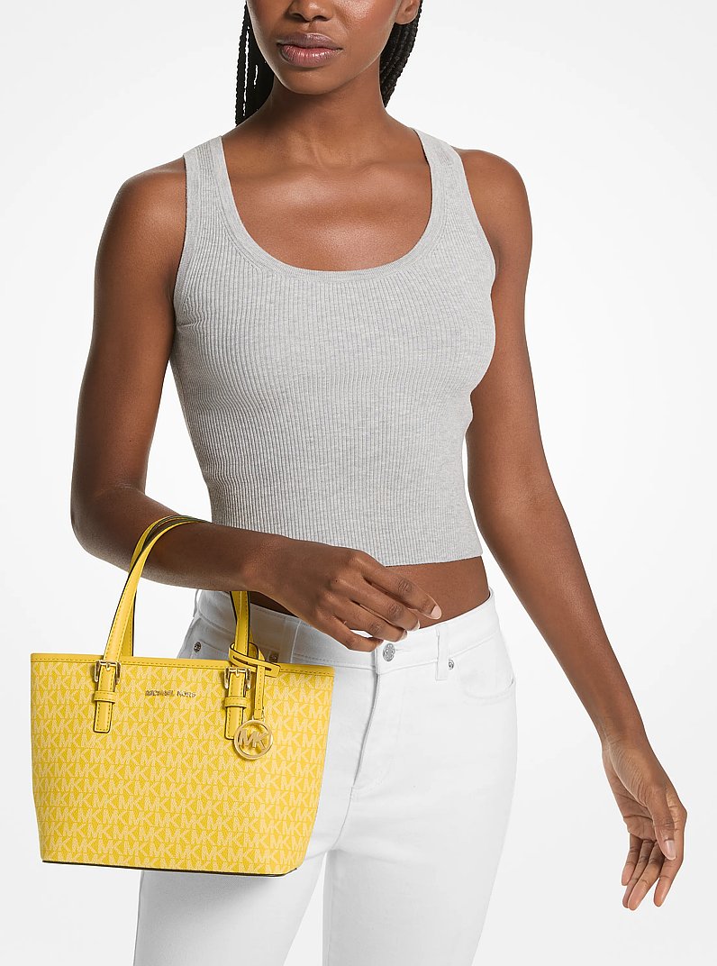 Jet Set Travel Extra-Small Logo Top-Zip Tote Bag in GOLDEN YELLOW | Michael Kors