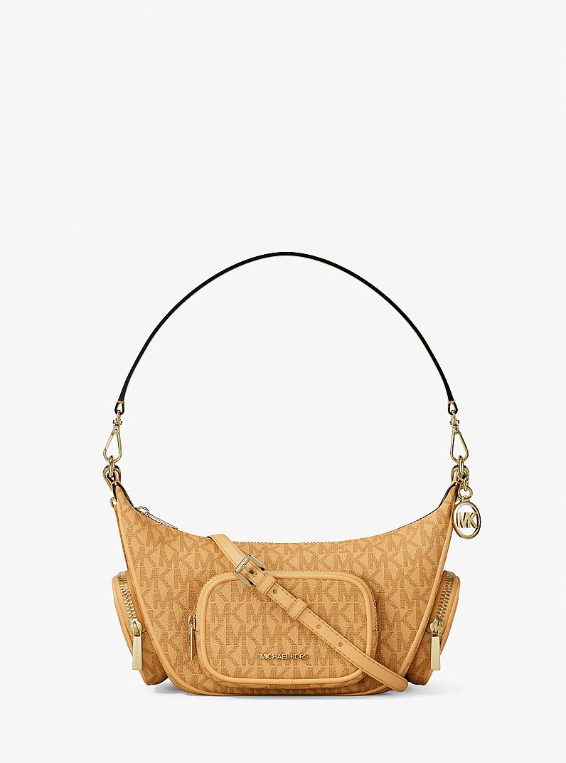 Merritt Small Signature Logo Convertible Shoulder Bag in HONEYWHEAT | Michael Kors
