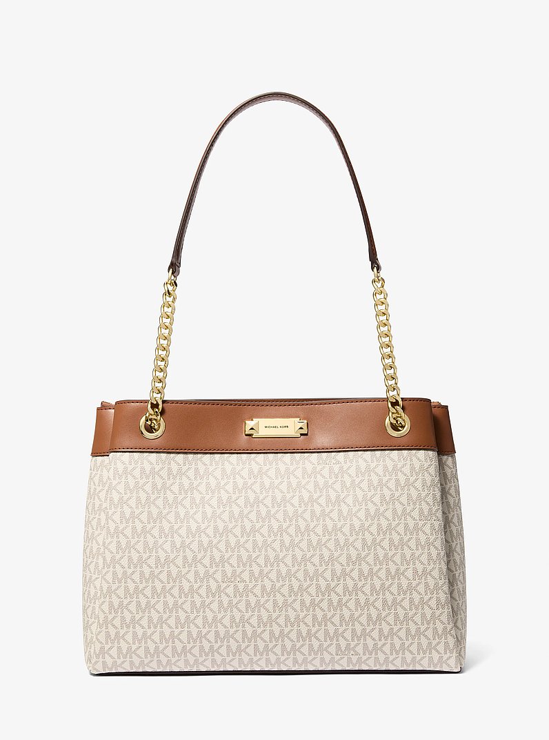 Whitney Medium Signature Logo Tote Bag in VANILLA | Michael Kors