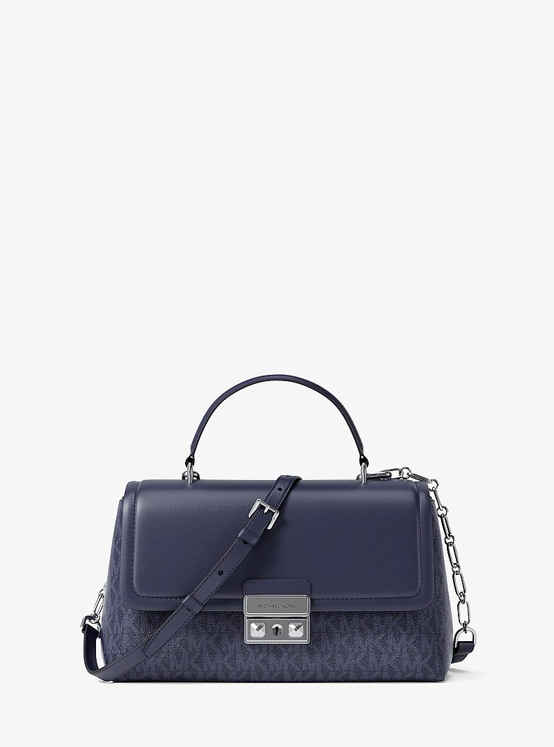 Henkeltasche Tribeca Extra-Small mit Signature-Logomuster in BLAUGR&Uuml;NES KLEID | Michael Kors