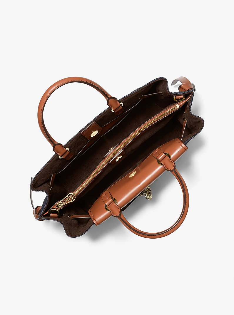 Hamilton Legacy Large Denim and Leather Belted Satchel