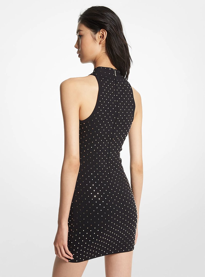 Robe &agrave; dos nu en tricot extensible clout&eacute; in NOIR/ARGENT | Michael Kors