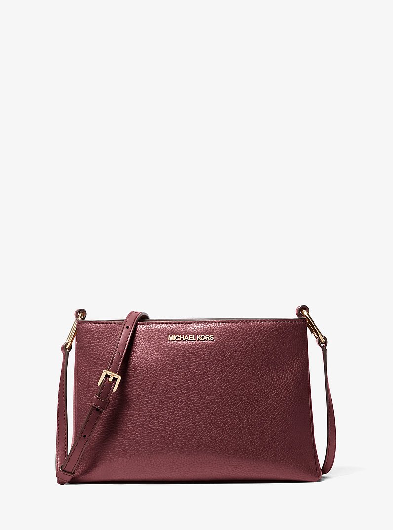 Trisha Medium Pebbled Leather Crossbody Bag in OXBLOOD | Michael Kors
