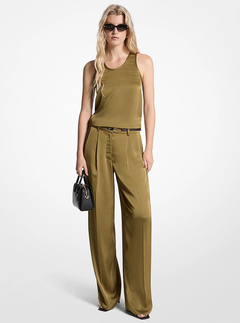 Drapey Satin Wide Leg Pants in PISTACHIO | Michael Kors