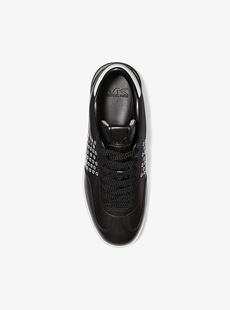 Wilton Grommeted Leather Sneaker in BLACK | Michael Kors
