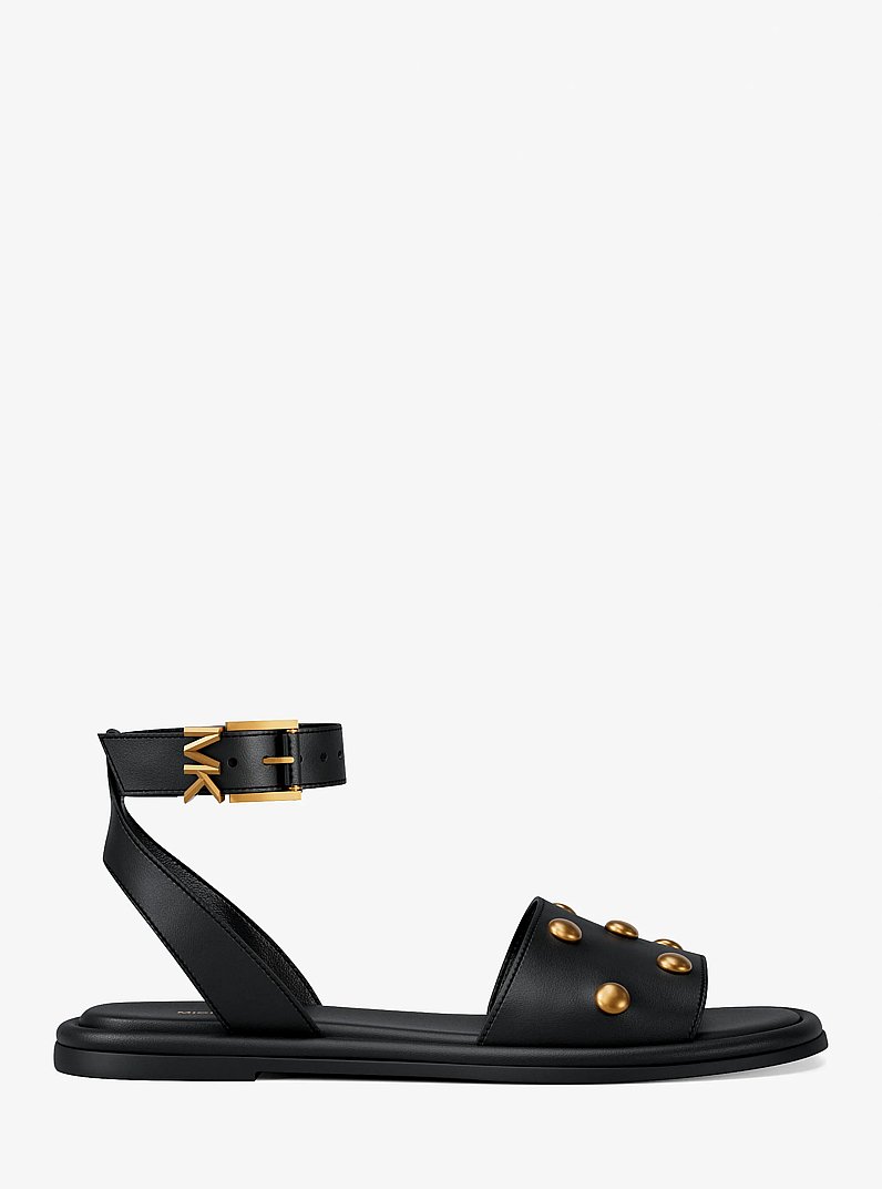 Rosetta Studded Leather Sandal in BLACK | Michael Kors
