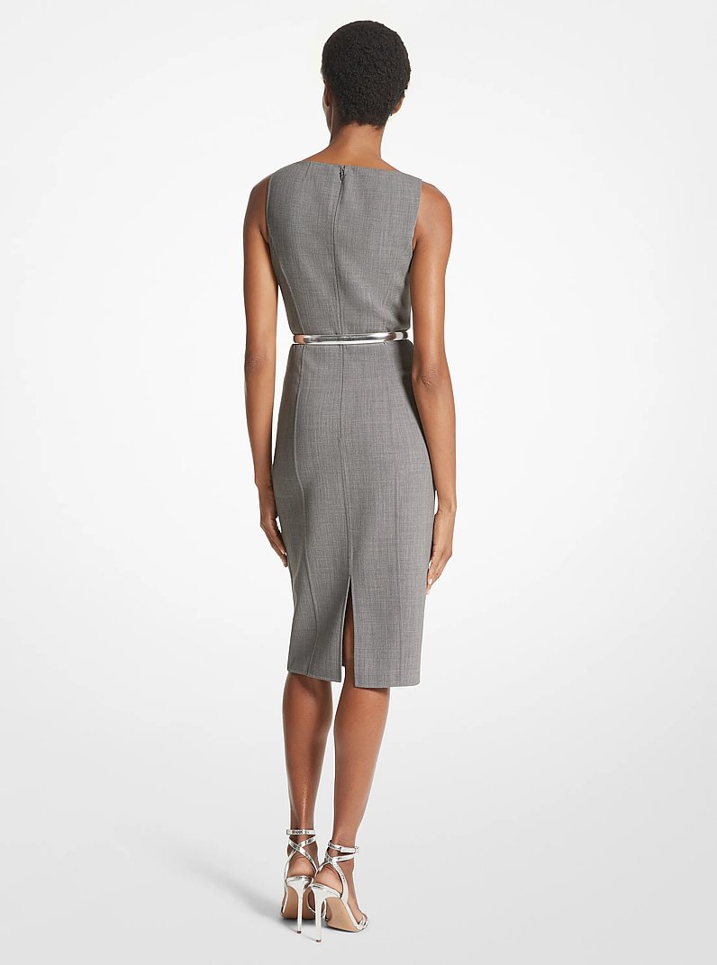 Stretch Wool Crepe Sheath Dress in BANKER GREY | Michael Kors