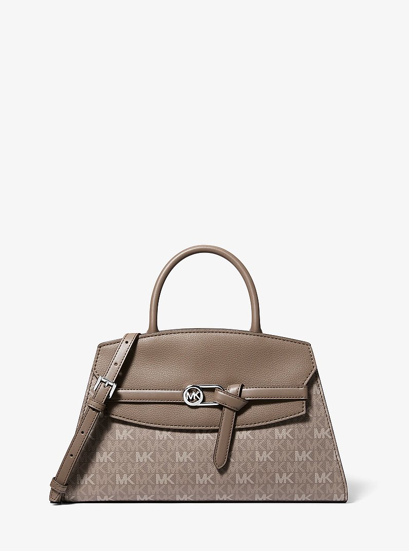 Greta Medium Signature Logo Satchel in MUSHROOM | Michael Kors