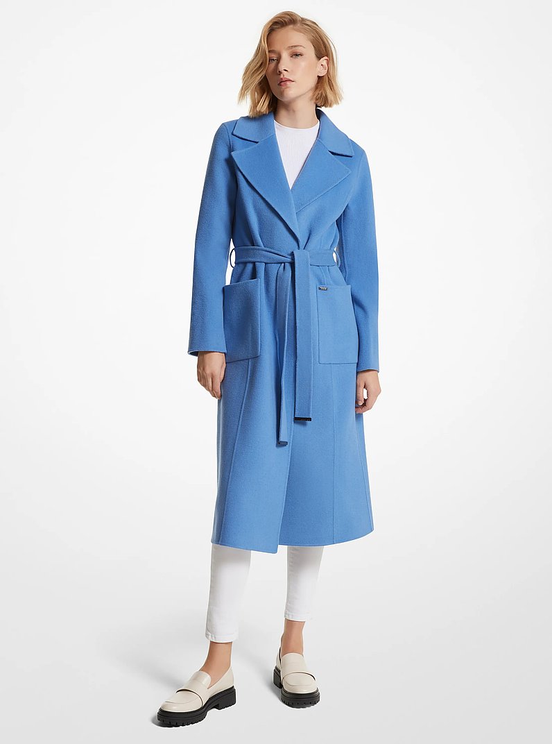 Wool Blend Trench Coat in Crew Blue | Michael Kors