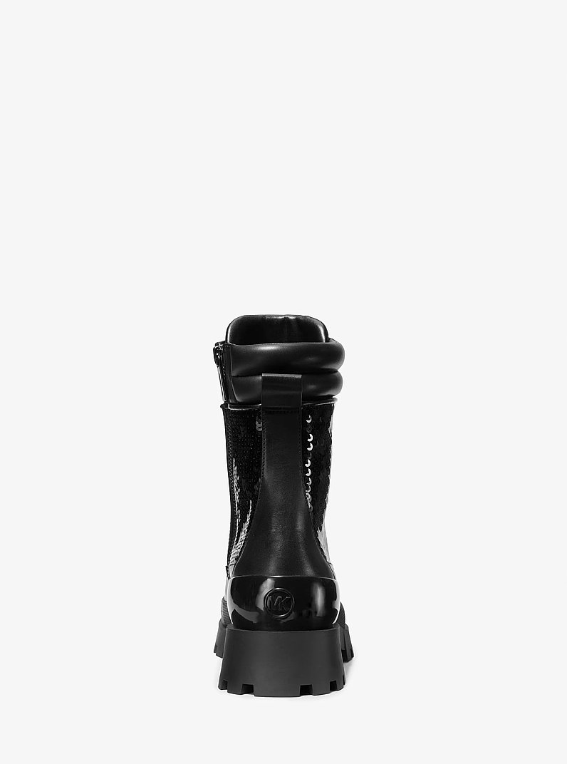 Rowan Embellished Leather Lace-Up Boot in BLACK | Michael Kors