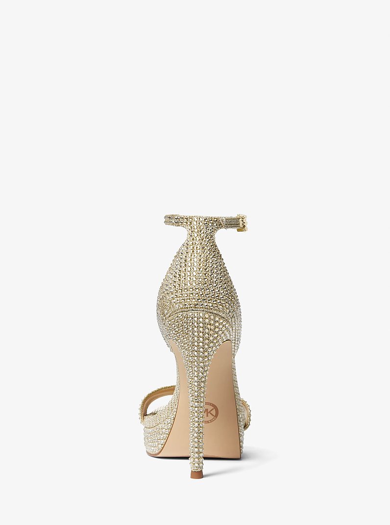 Jordyn Embellished Glitter Chain Mesh Platform Sandal in PALE GOLD | Michael Kors