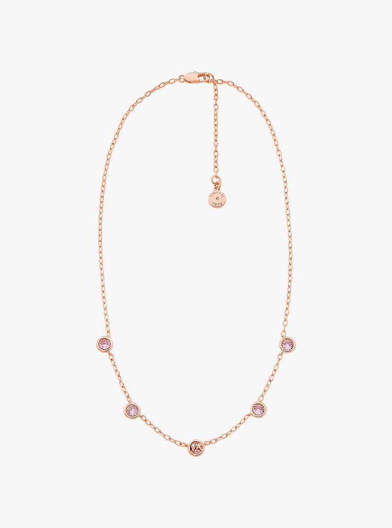 Bezel Cubic Zirconia Necklace in ROSE GOLD | Michael Kors