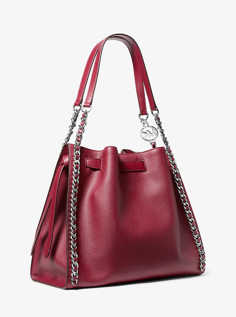 Mina Large Chain Shoulder Bag in MAROON | Michael Kors