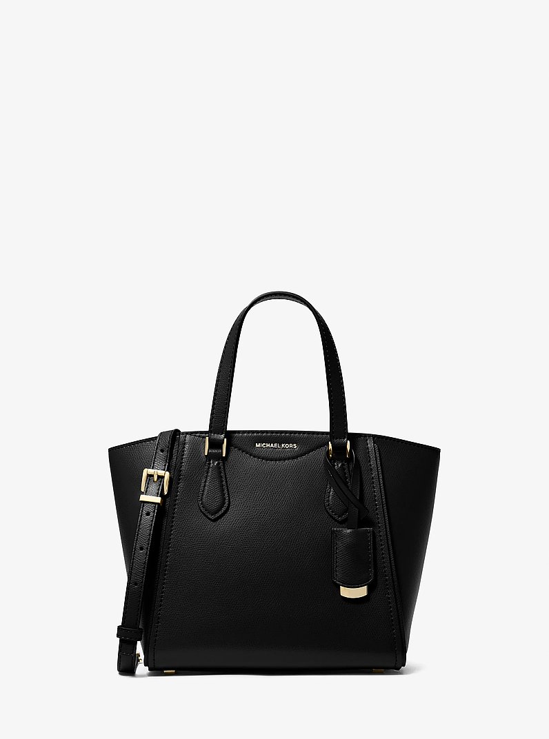 Taryn Small Leather Convertible Crossbody Bag in BLACK | Michael Kors