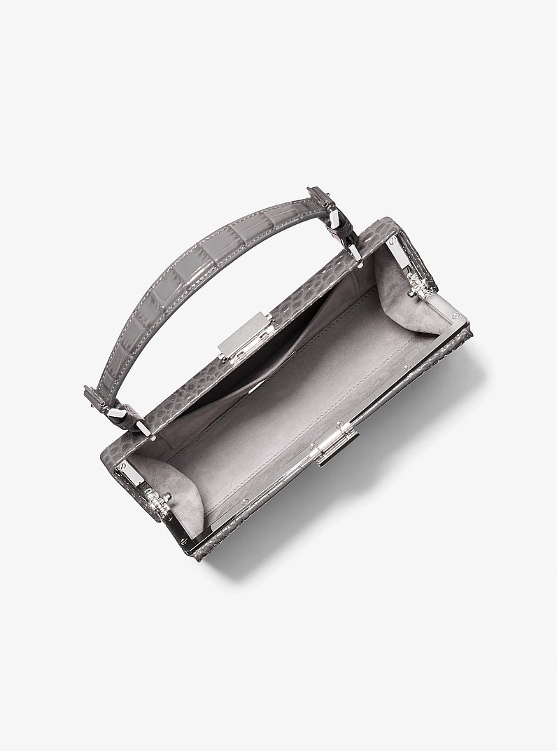 Gwyneth Crocodile Embossed Leather Shoulder Bag in SLATE | Michael Kors