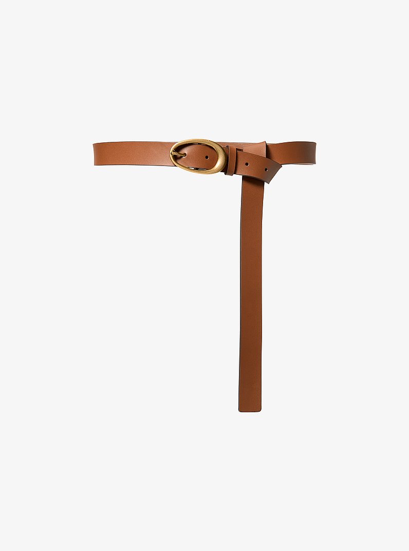 Leather Belt in LUGGAGE | Michael Kors