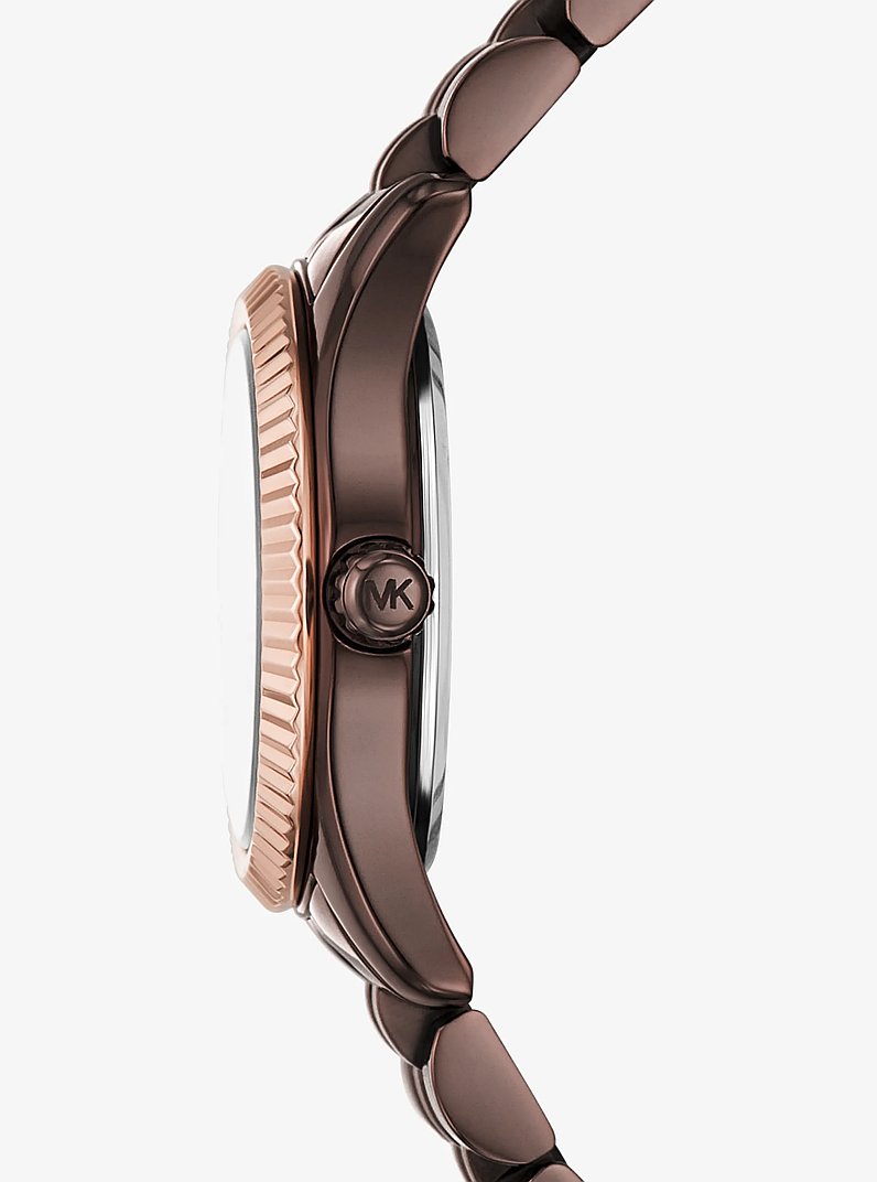 Petite Lexington Pav&eacute; Espresso-Tone Watch in CHOCOLATE | Michael Kors