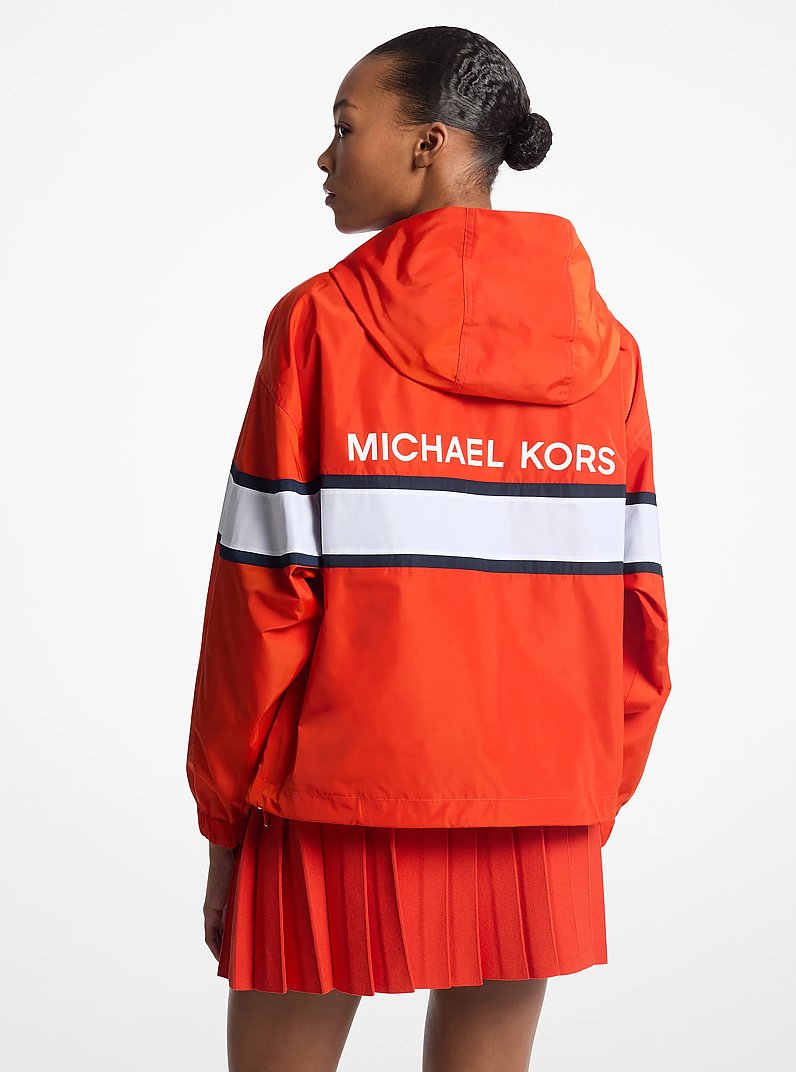Veste cir&eacute;e &agrave; rayures et &agrave; fermeture &eacute;clair in ARGILE ROUGE | Michael Kors
