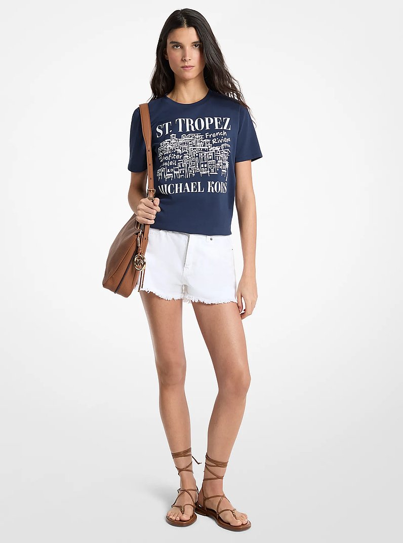 St. Tropez Cotton T-Shirt in MIDNIGHTBLUE | Michael Kors