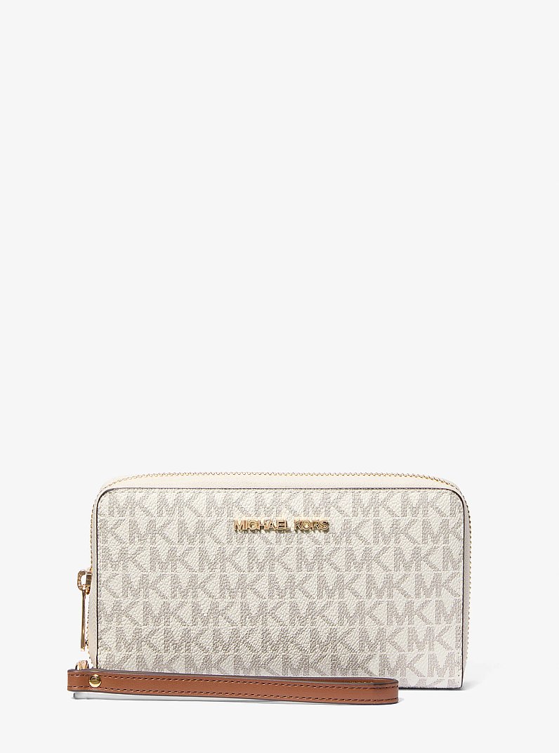 Bolso de pulsera Jet Set para tel&eacute;fono con logotipo Signature in VAINILLA | Michael Kors