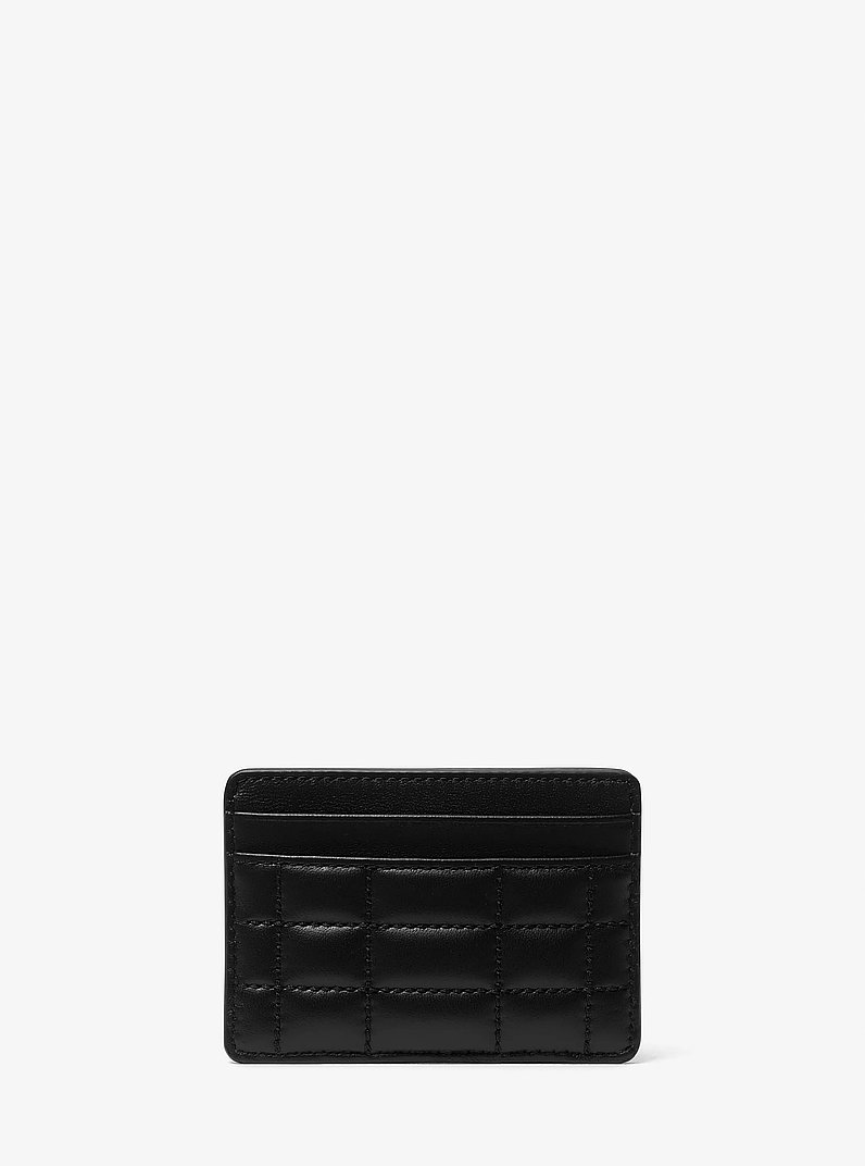 Jet Set Quilted Leather Card Case in BLACK | Michael Kors