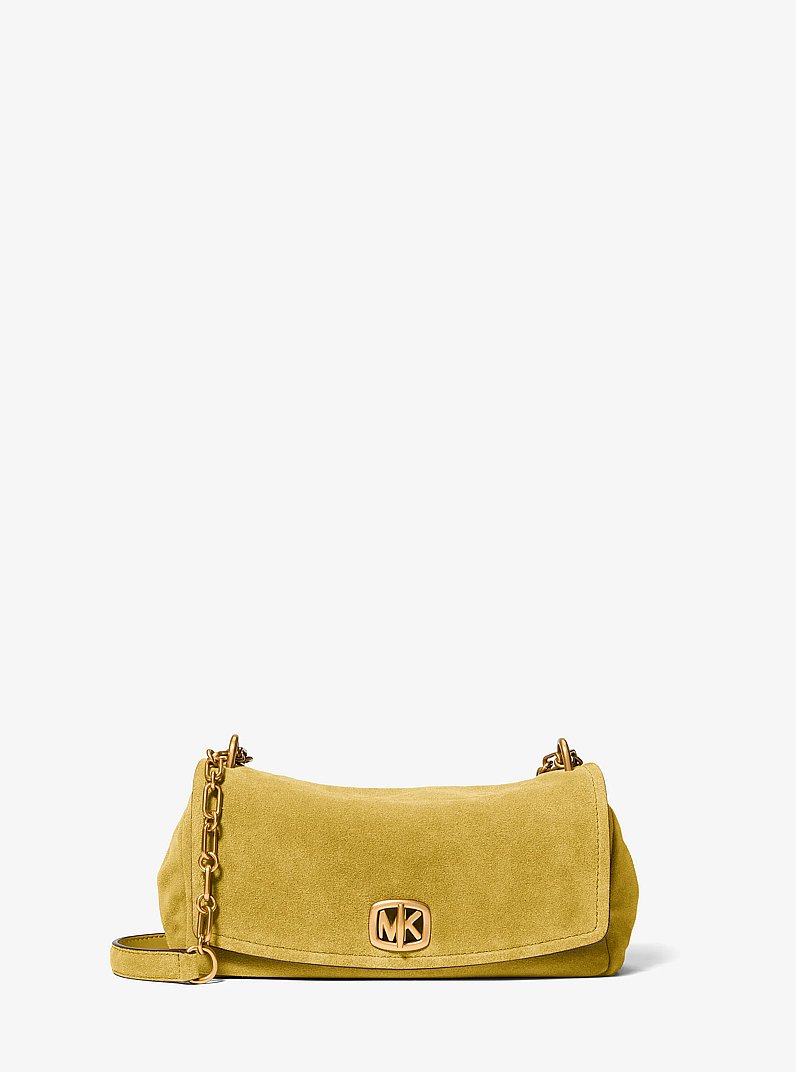 Bryant Small Suede Convertible Shoulder Bag in CHARTREUSE | Michael Kors