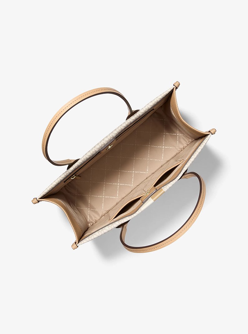 Heidi Large Stripe Signature Logo Tote Bag in VANILLA COMBO | Michael Kors
