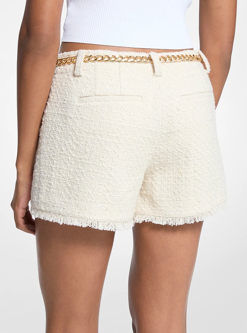 Eyelash Tweed Mini Shorts in BONE | Michael Kors