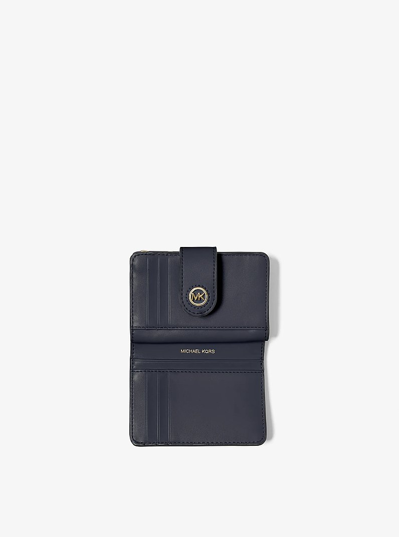 Petit portefeuille Mercer en cuir in BLEU MARINE | Michael Kors