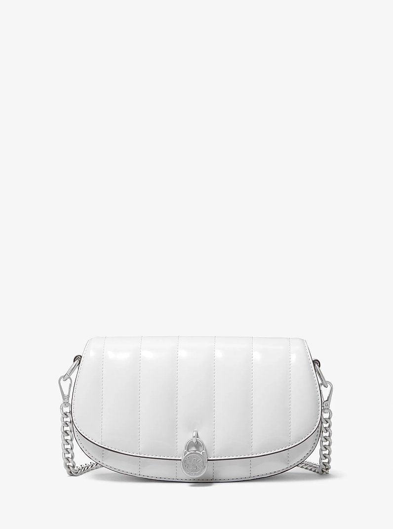 Mila Small Patent Convertible Crossbody Bag in OPTIC WHITE | Michael Kors