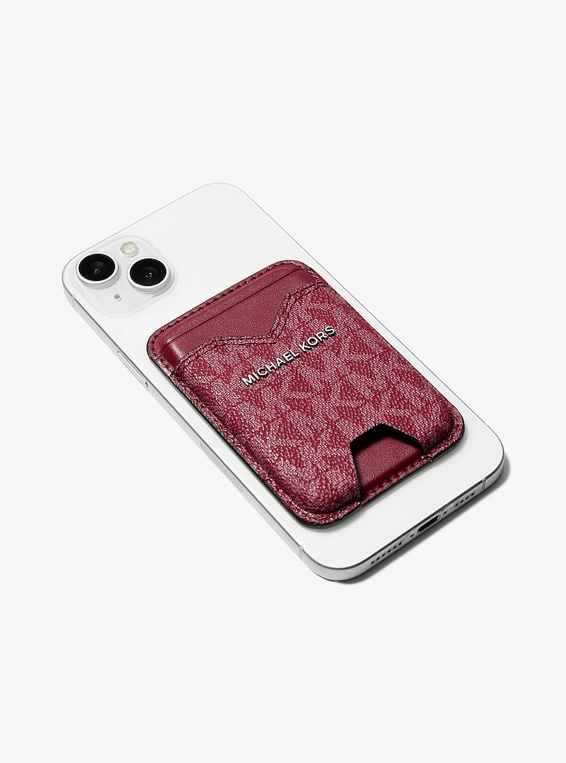Hudson Signature Logo MagSafe Wallet in DEEP RED | Michael Kors