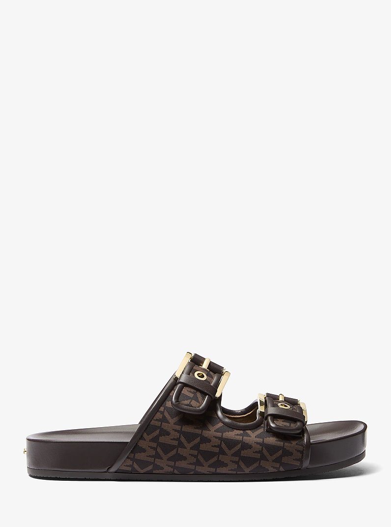 Byers Signature Logo Slide Sandal in BROWN | Michael Kors