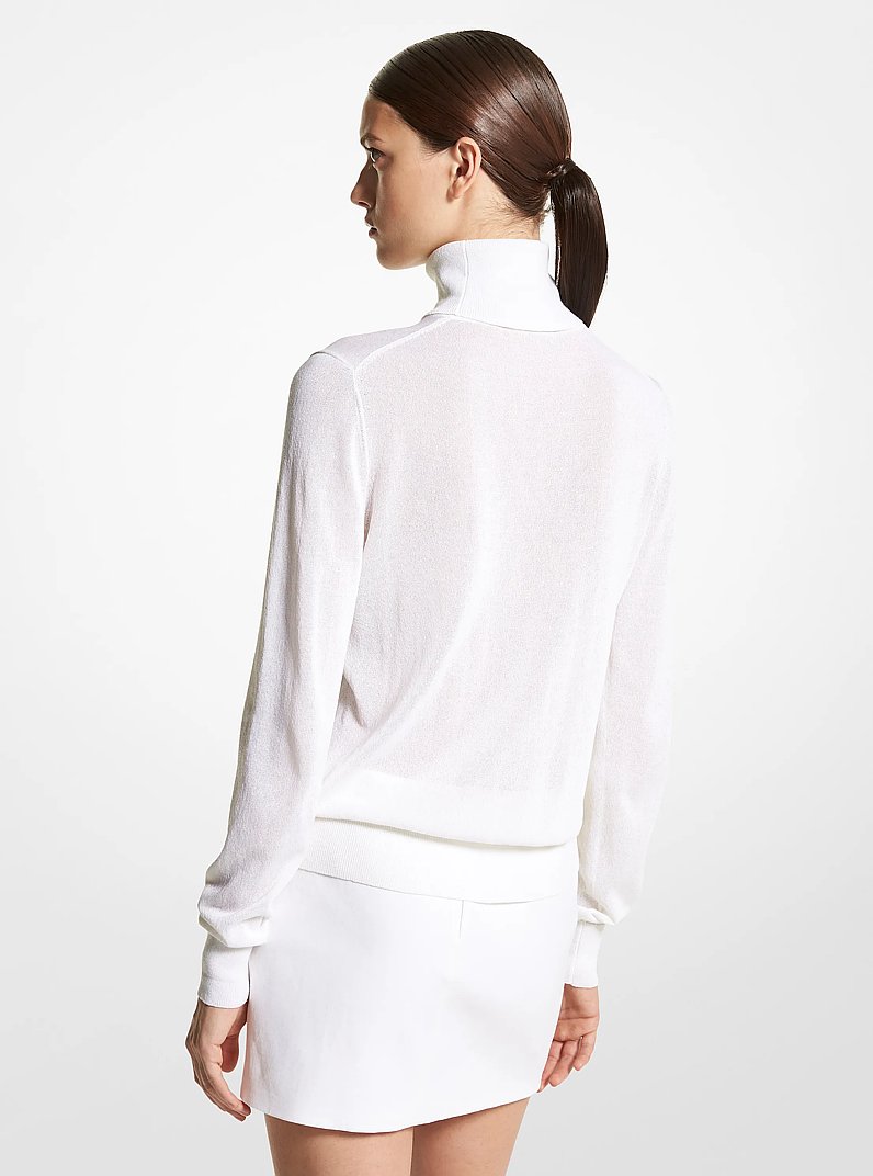 Joan Tulle Viscose Blend Turtleneck Sweater in OPTIC WHITE | Michael Kors