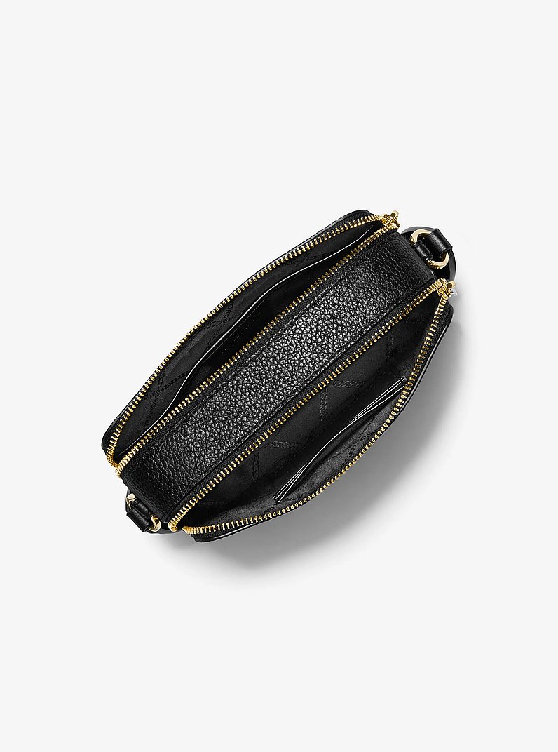 Funda para c&aacute;mara Jet Set peque&ntilde;a de piel granulada con doble cremallera