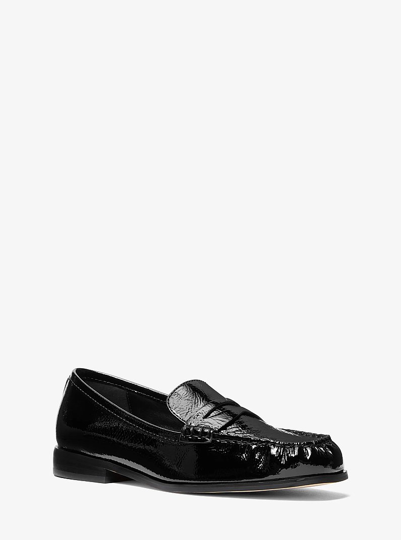 Fl&acirc;neur Carlson en cuir verni craquel&eacute; in NOIR | Michael Kors