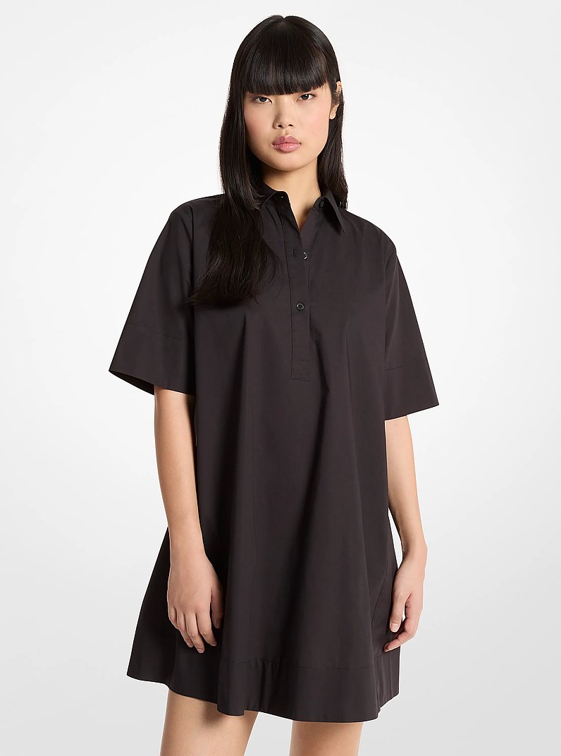 Cotton Poplin Shirtdress in BLACK | Michael Kors