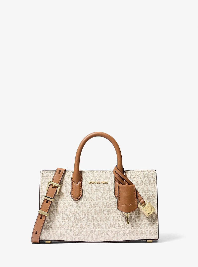 Scarlett Extra-Small Logo Crossbody Bag in VANILLA/ACORN | Michael Kors