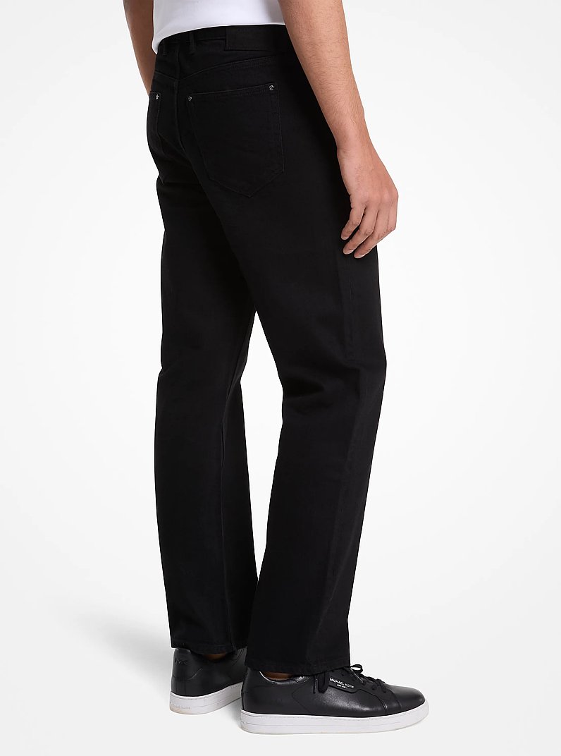 Finn Straight-Fit Stretch Denim Jeans in BLACK | Michael Kors