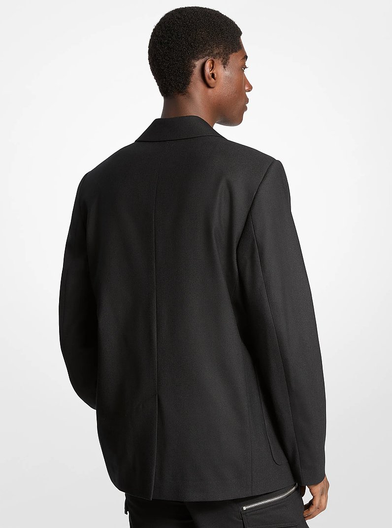 Blazer &agrave; double boutonnage en flanelle de laine extensible in NOIR | Michael Kors
