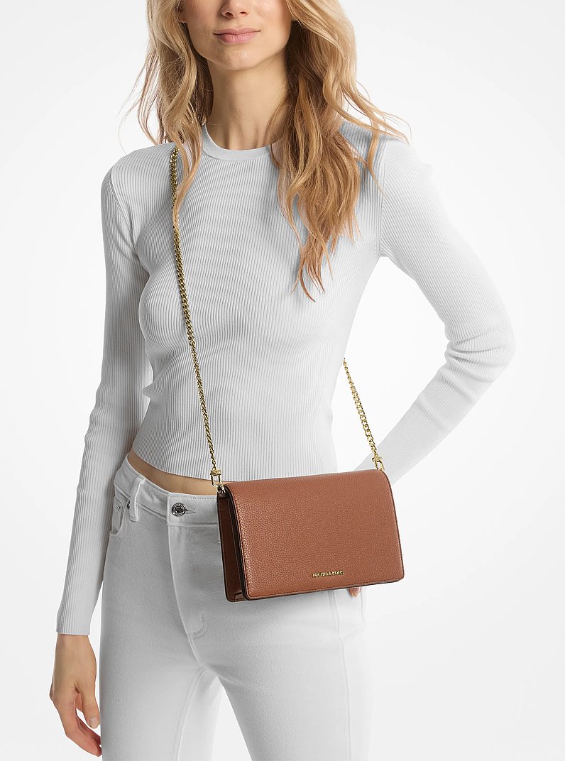 Sac &agrave; bandouli&egrave;re Jet Set de taille moyenne en cuir grain&eacute; in VALISE | Michael Kors