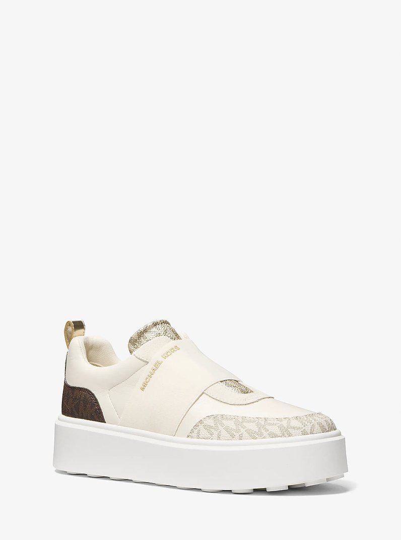 Romey Mixed Media Slip-On Platform Sneaker in CREAM MULTI | Michael Kors