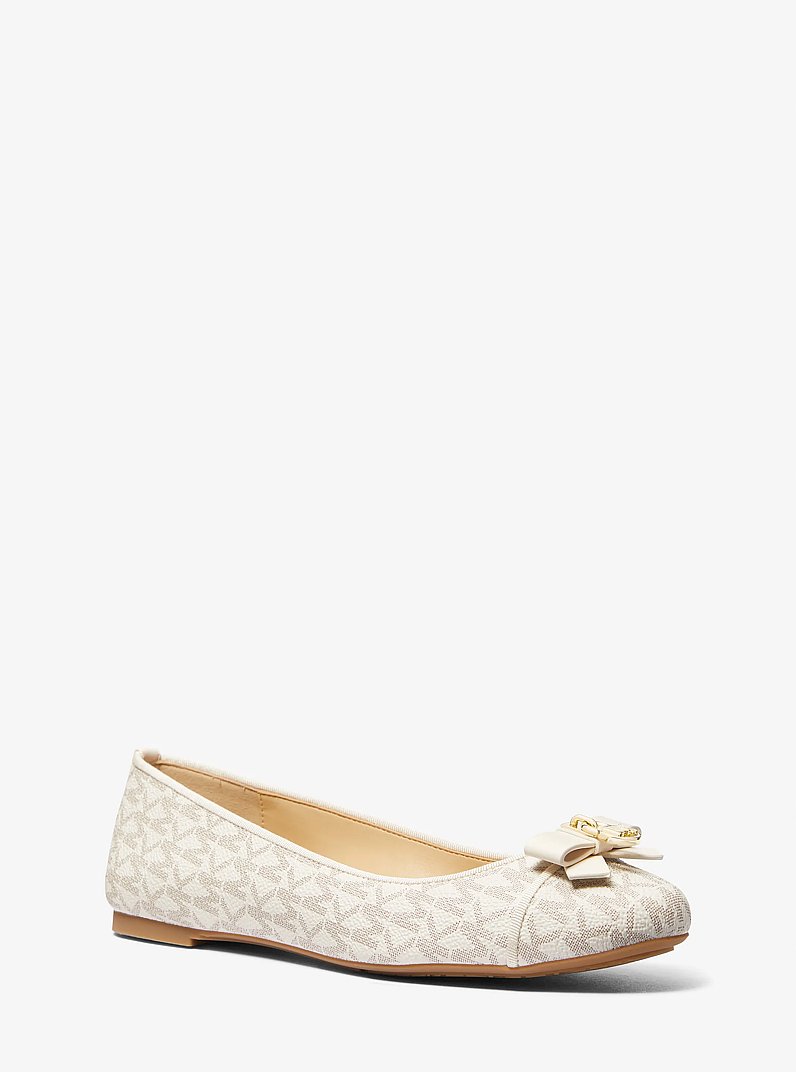 Honey Signature Logo Ballet Flat in VANILLA | Michael Kors