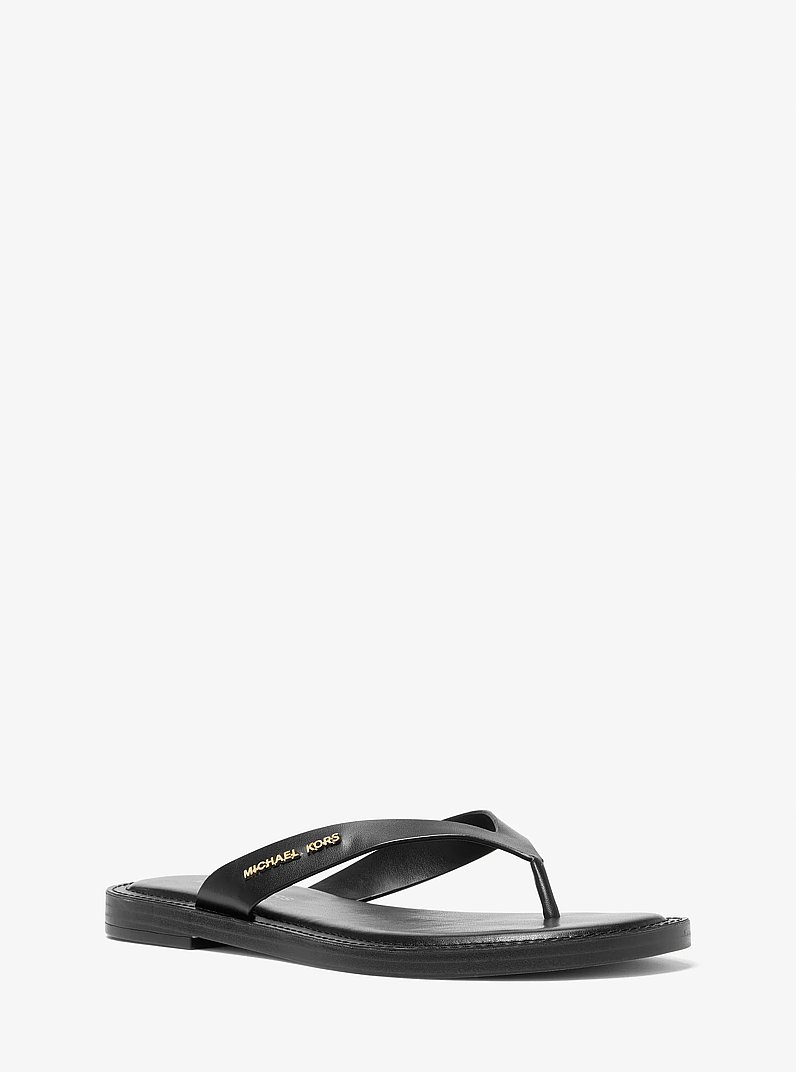 Koko Leather Flip Flop in BLACK | Michael Kors