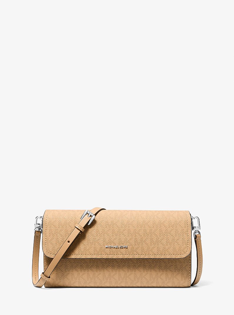 Jet Set Small Signature Logo Convertible Crossbody Bag in PEANUT | Michael Kors