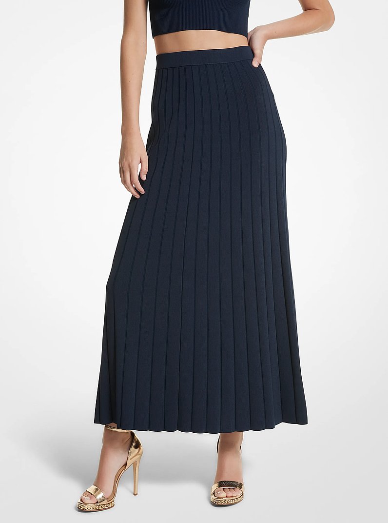 Ribbed Stretch Knit Maxi Skirt in MIDNIGHTBLUE | Michael Kors