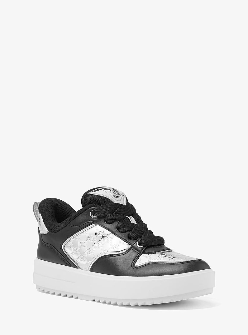 Zapatilla Rumi metalizada de piel con plataforma y logotipo en relieve in PLATEADO | Michael Kors