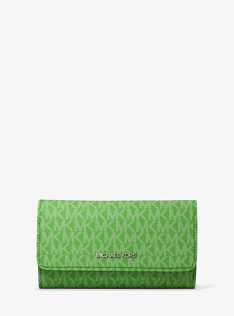 Grand portefeuille &agrave; trois volets Jet Set &agrave; logo Signature in JUNGLE | Michael Kors